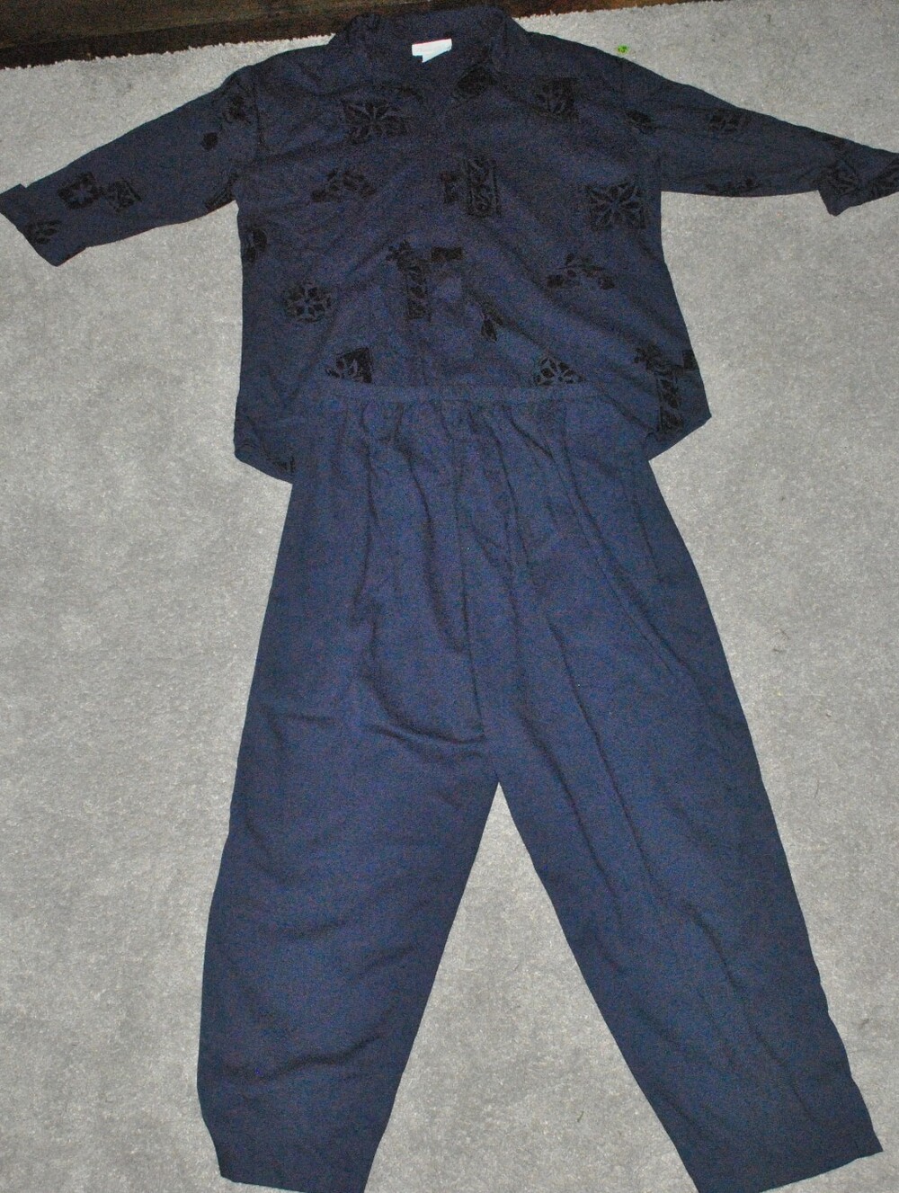 Pride and Joy Formal Floral Tattoo Pattern Navy Size 14 Women's Pants Shirt Set